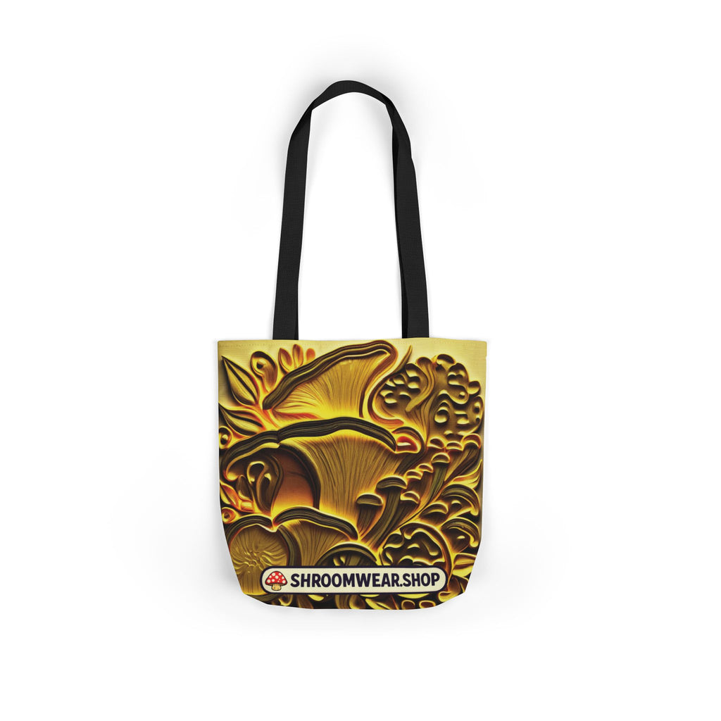 Tote Bag : Golden Mushroom Canvas Tote Bag — Psychedelic Fungi Art Tote