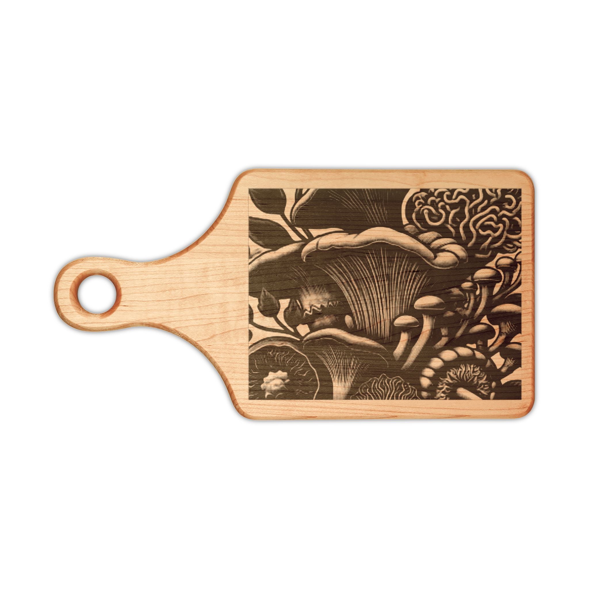 Engraved Mushroom Forest Wooden Cutting Board — Decorative Serving & Prep Board