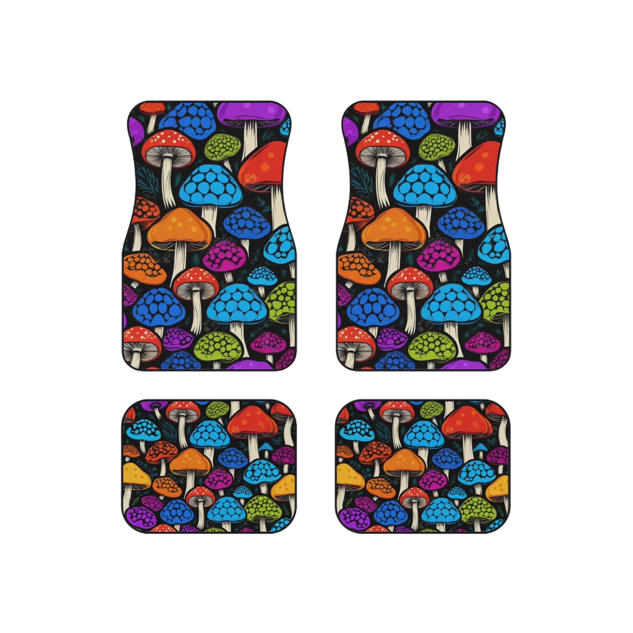 Colorful Mushroom Car Floor Mats (Set of 4) — Vibrant Psychedelic Auto Rugs