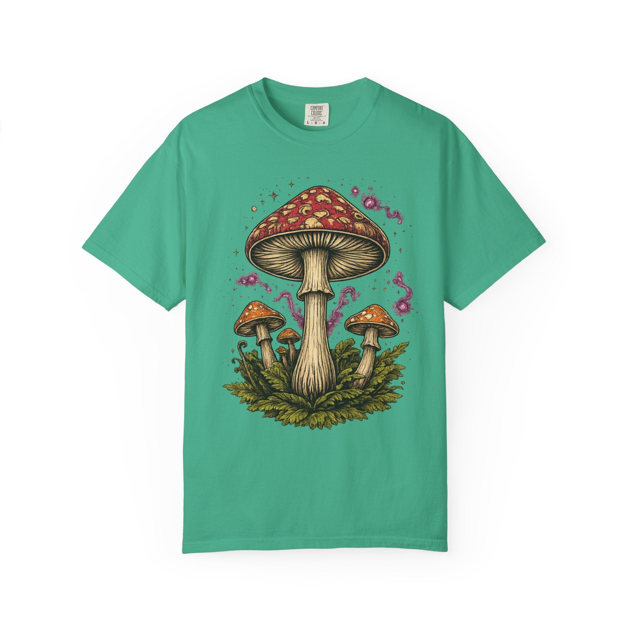 City: Portland Mushroom Graphic T-Shirt — Vintage Forest Amanita Design