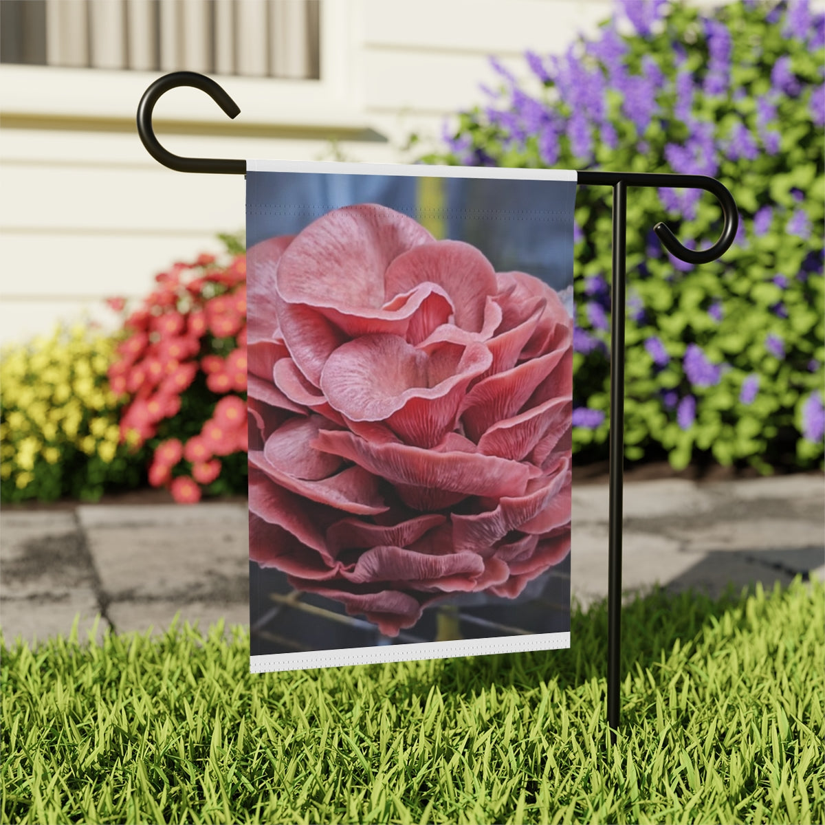 Crimson Bloom Mushroom Flag Perfect For Porches, Patios, Or Garden Pathways