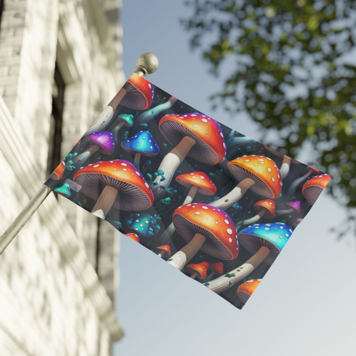 Mushroom Kingdom" Garden Flag 100% Poly Poplin-Canvas Fabric For Durability