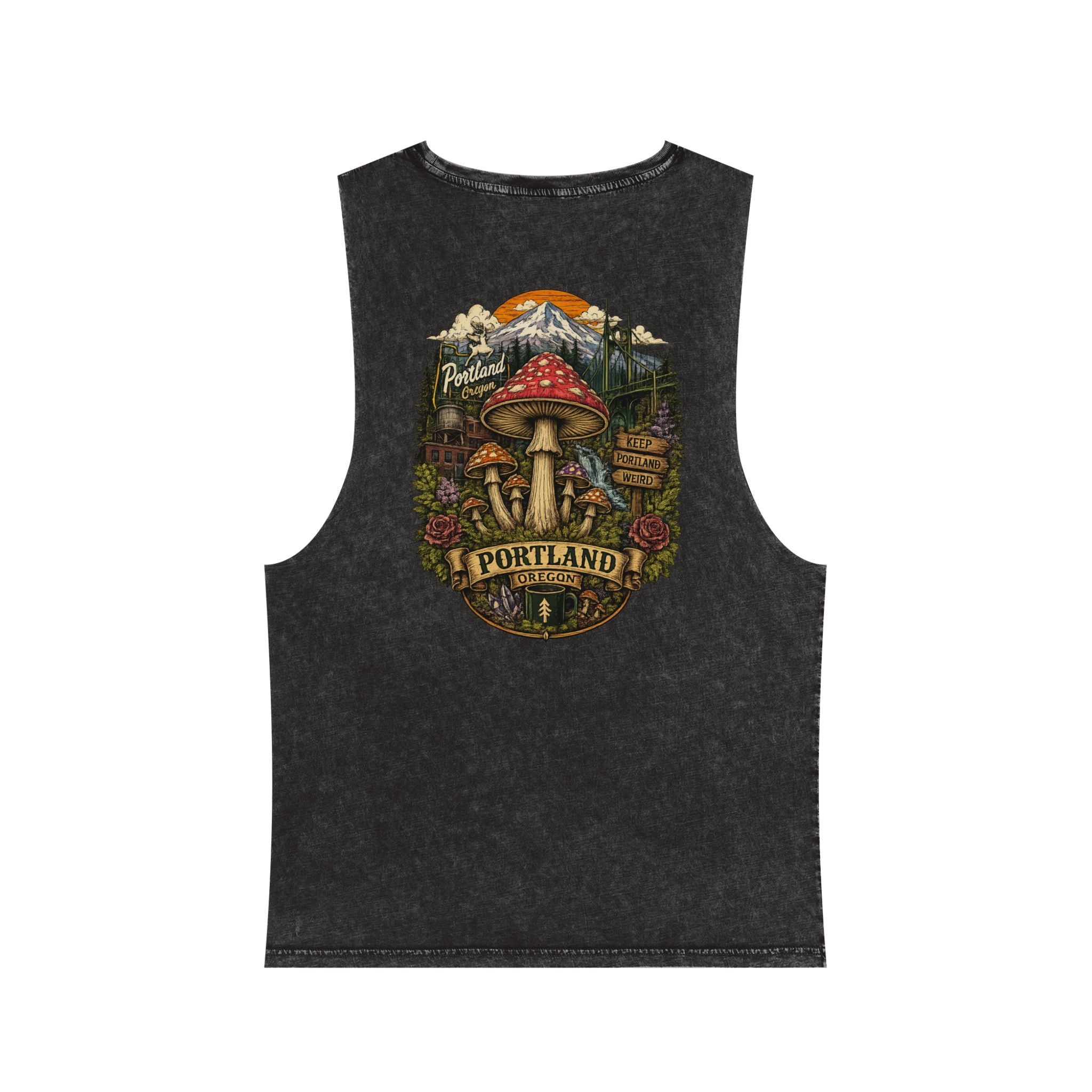 Portland Mushroom Festival Tank — Farmers Markets Map Stonewash Tank