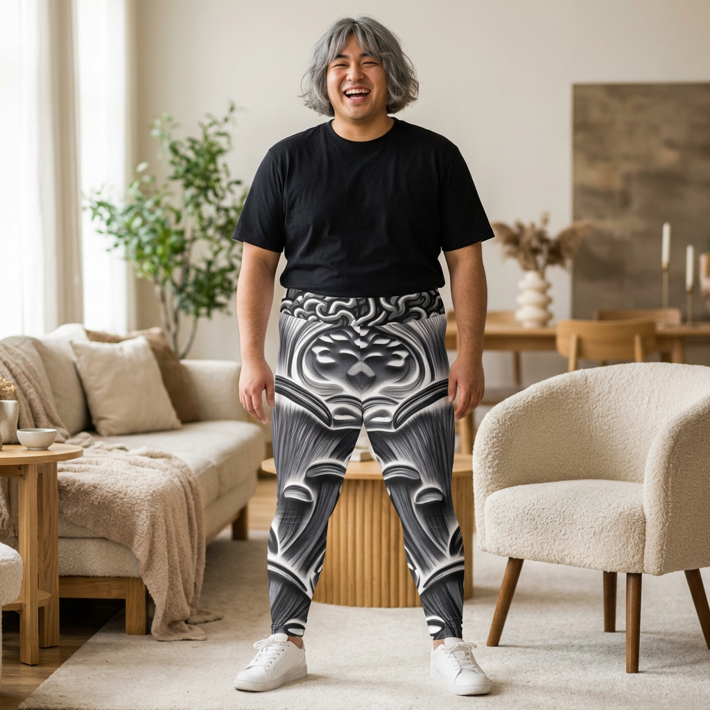 Plus Size Leggings — Monochrome Ornate Baroque Print AOP