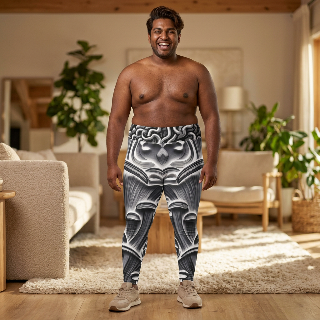 Plus Size Leggings — Monochrome Ornate Baroque Print AOP