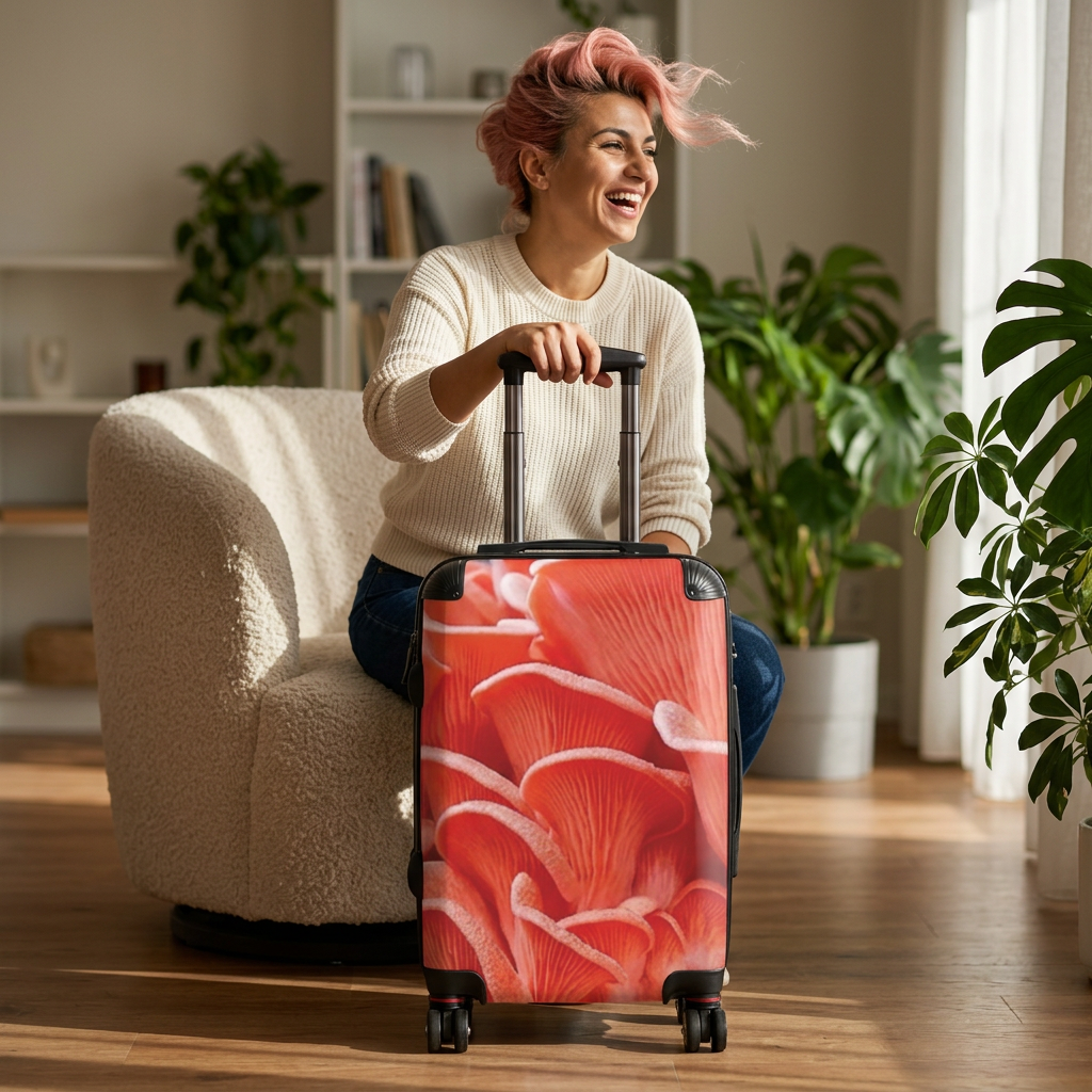 Suitcase: Red Coral Floral Carry-On Suitcase — Bold Botanical Travel Luggage
