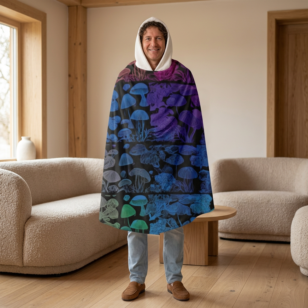 Hooded Sherpa Blanket: Colorful Skull Gradient Cozy Throw