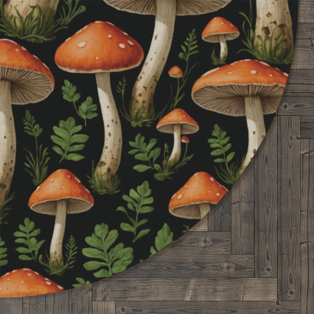 Round Mushroom Rug — Vintage Toadstool Forest Accent Mat