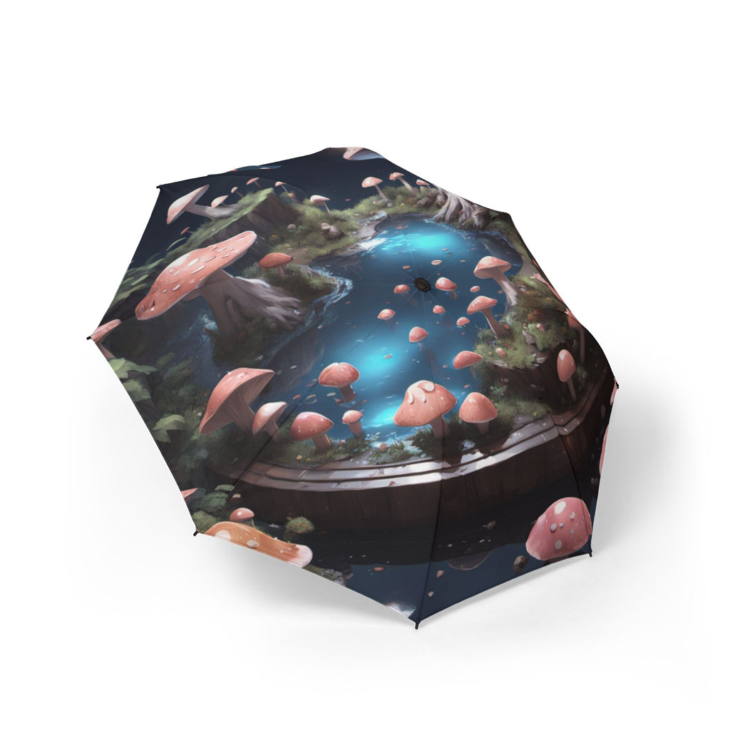 Foldable Umbrella — Enchanted Mushroom Pond Design (Semi‑Automatic)