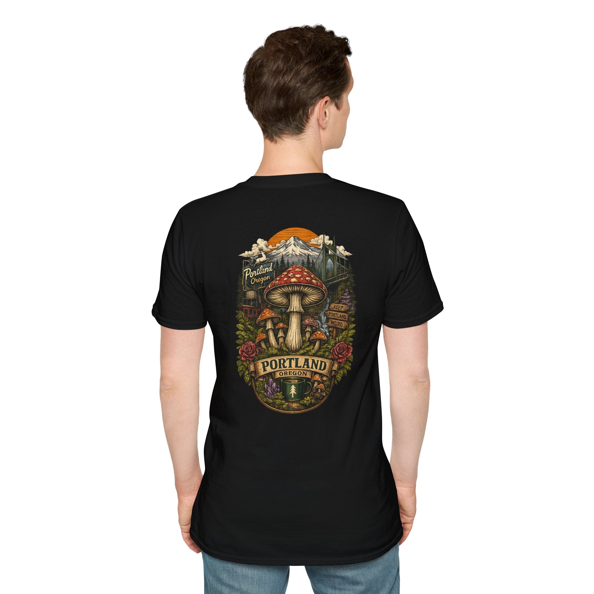 City: Portland Mushroom Magic T-Shirt — Vintage Red Toadstool Illustration