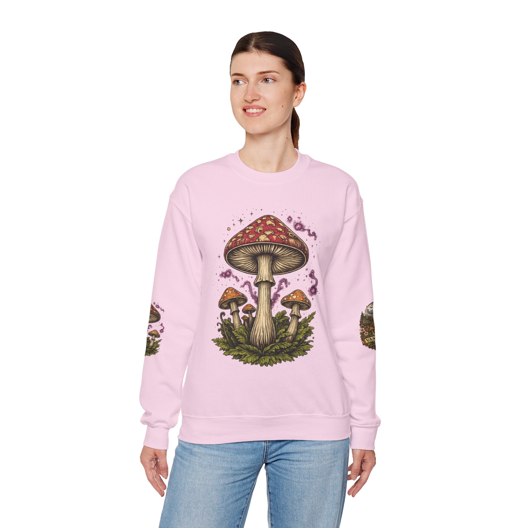 City:  Vancouver Crewneck Sweatshirt — Scenic Pacific Northwest Fungi Design