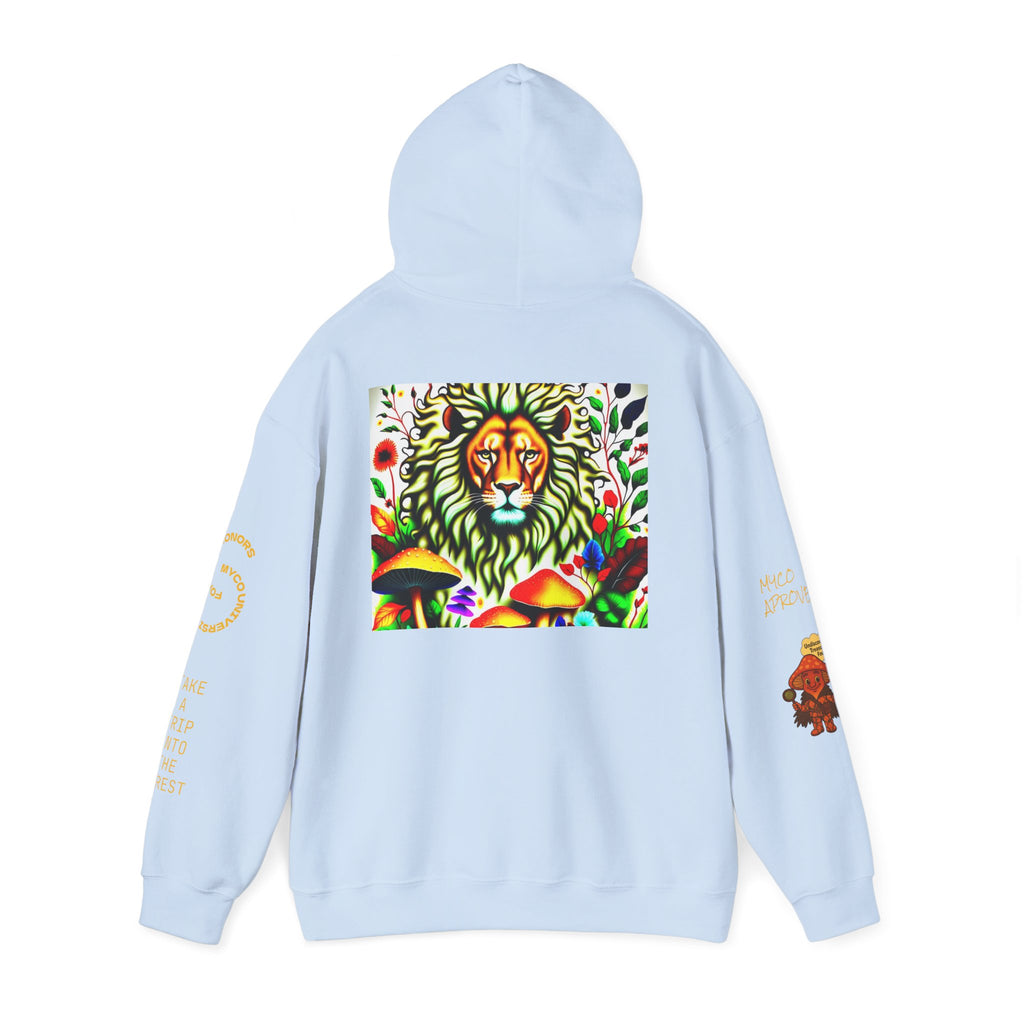 Myco University Lion & Mushroom Hoodie — Psychedelic Lion Graphic Pullover