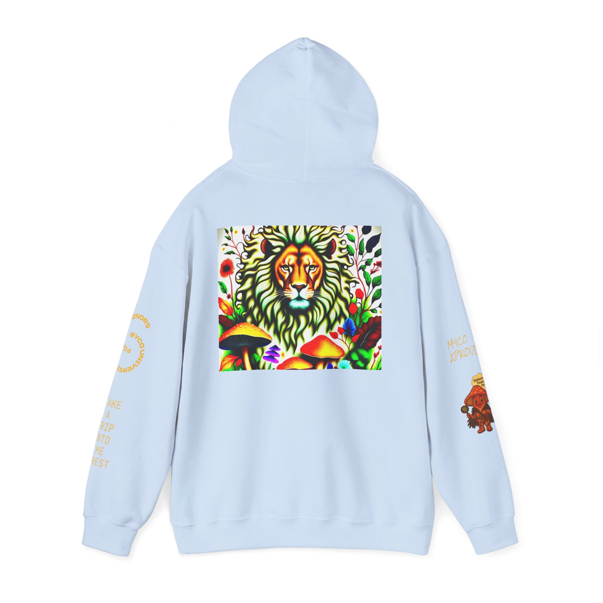 Myco University Lion & Mushroom Hoodie — Psychedelic Lion Graphic Pullover