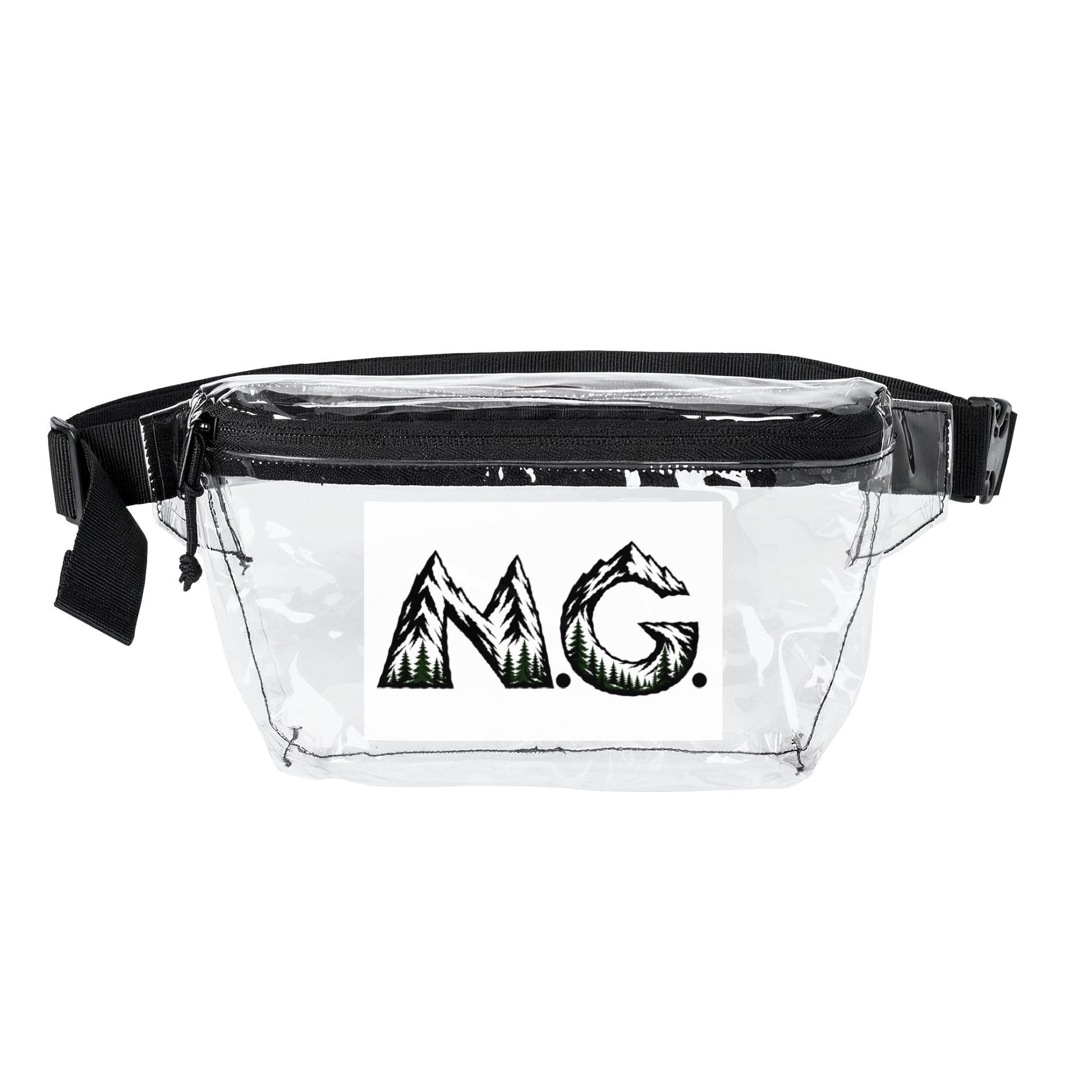 Clear & Black Transparent Fanny Pack – Festival Stadium Bag with MG Logo