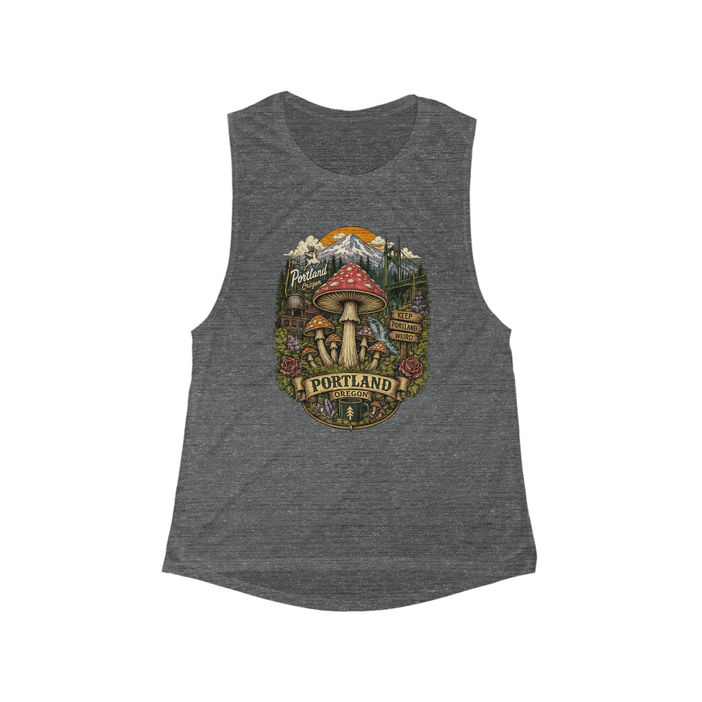 City: Portland Mushroom Graphic Tank — Women's Flow Scoop Muscle Tank