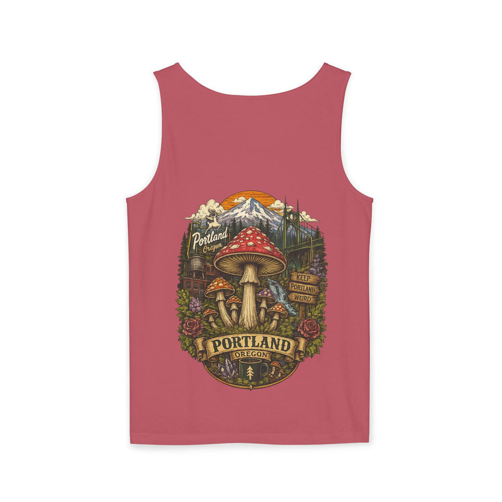City: Portland Mushroom Graphic Tank Top — Colorful Psychedelic Fungi Design