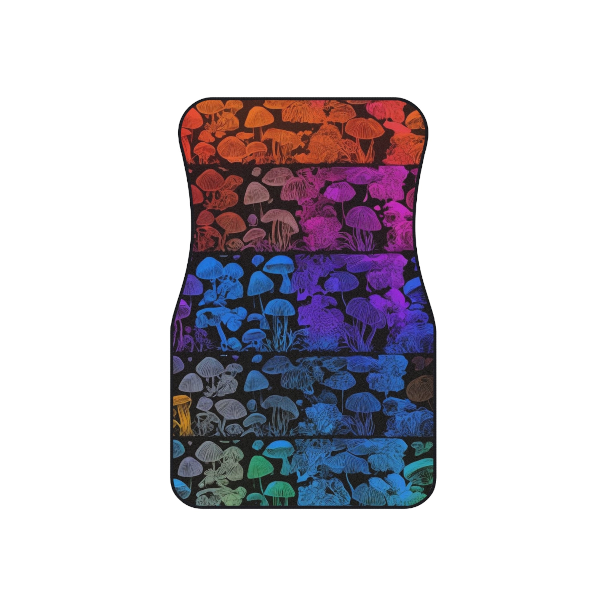 Car Mats — Rainbow Mushroom Patterned Floor Mat Set (4-Piece)