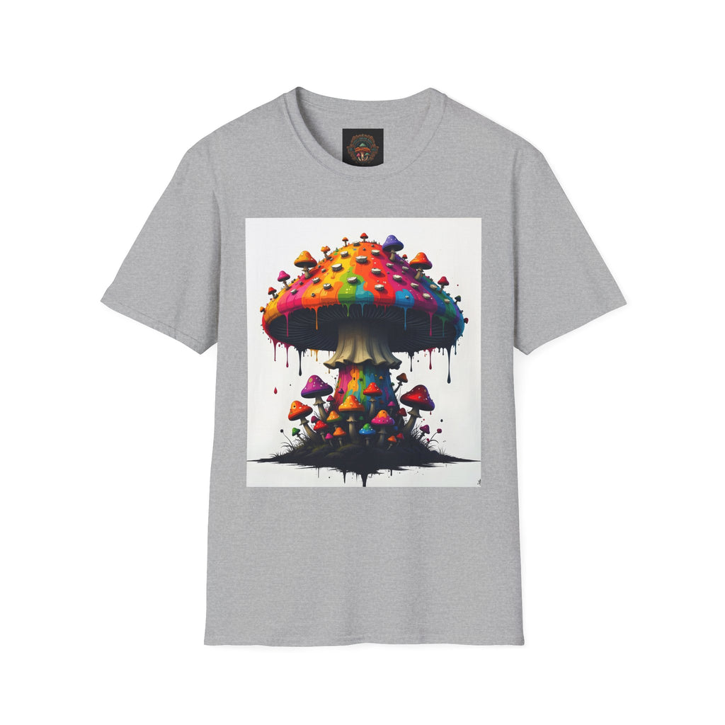 Piper's Shroom Works T-Shirt — Rainbow Drip Mushroom Graphic Tee