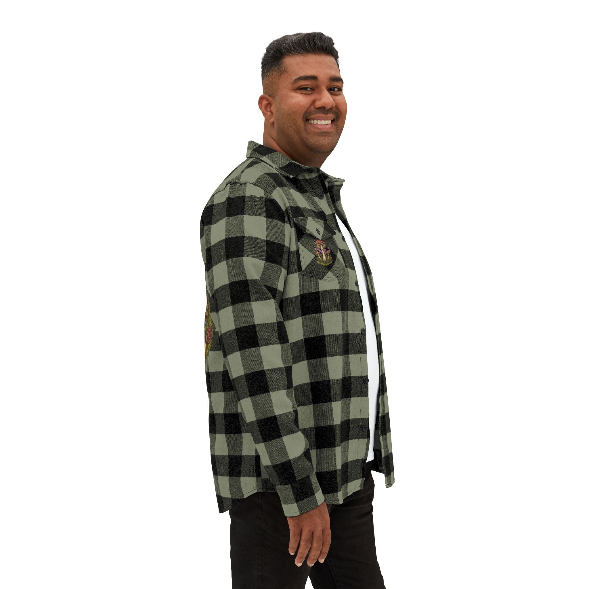 Portland Mushroom Flannel Shirt — Vintage Forest Plaid Button-Up