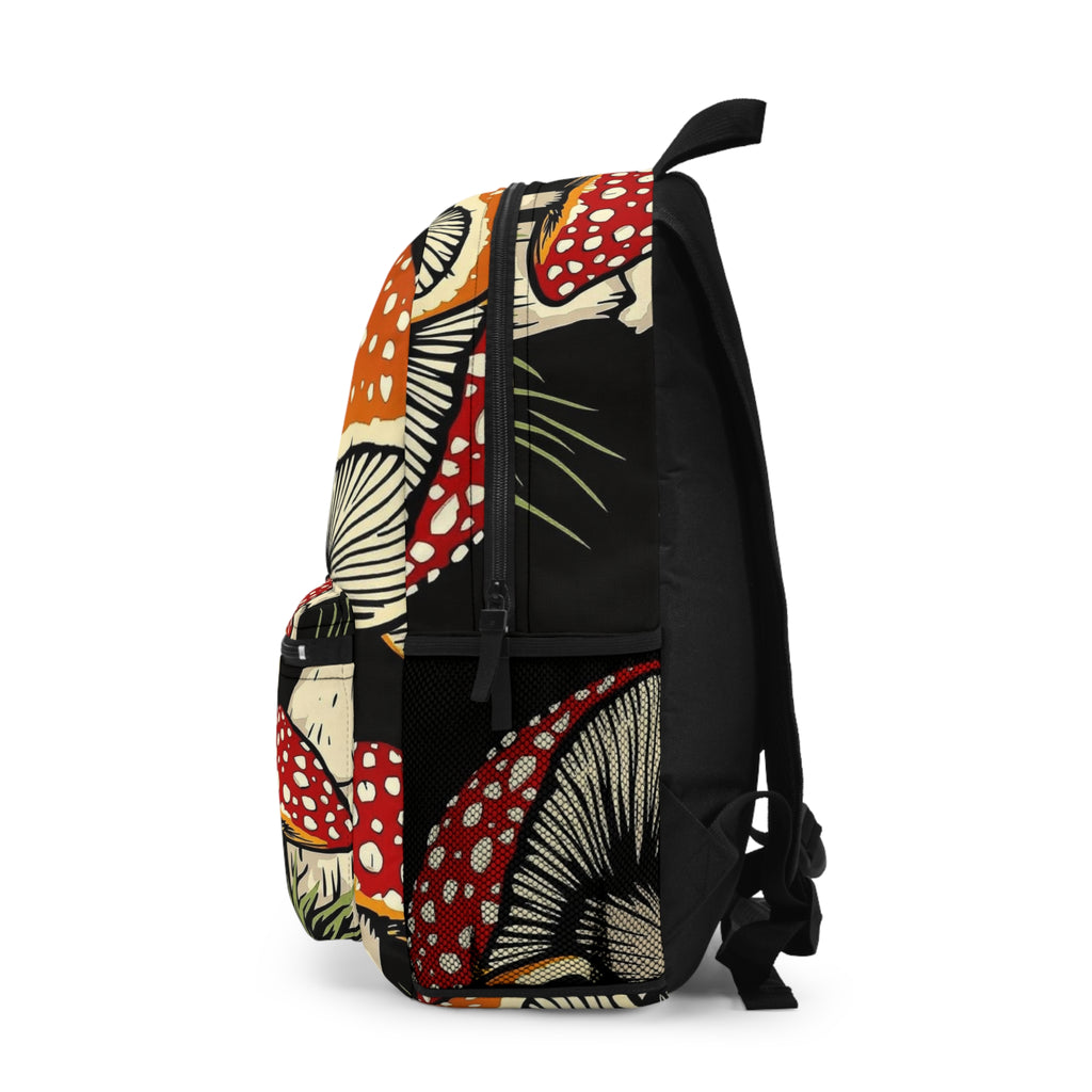 Mushroom Forest Backpack — Retro Red & Orange Toadstool Daypack