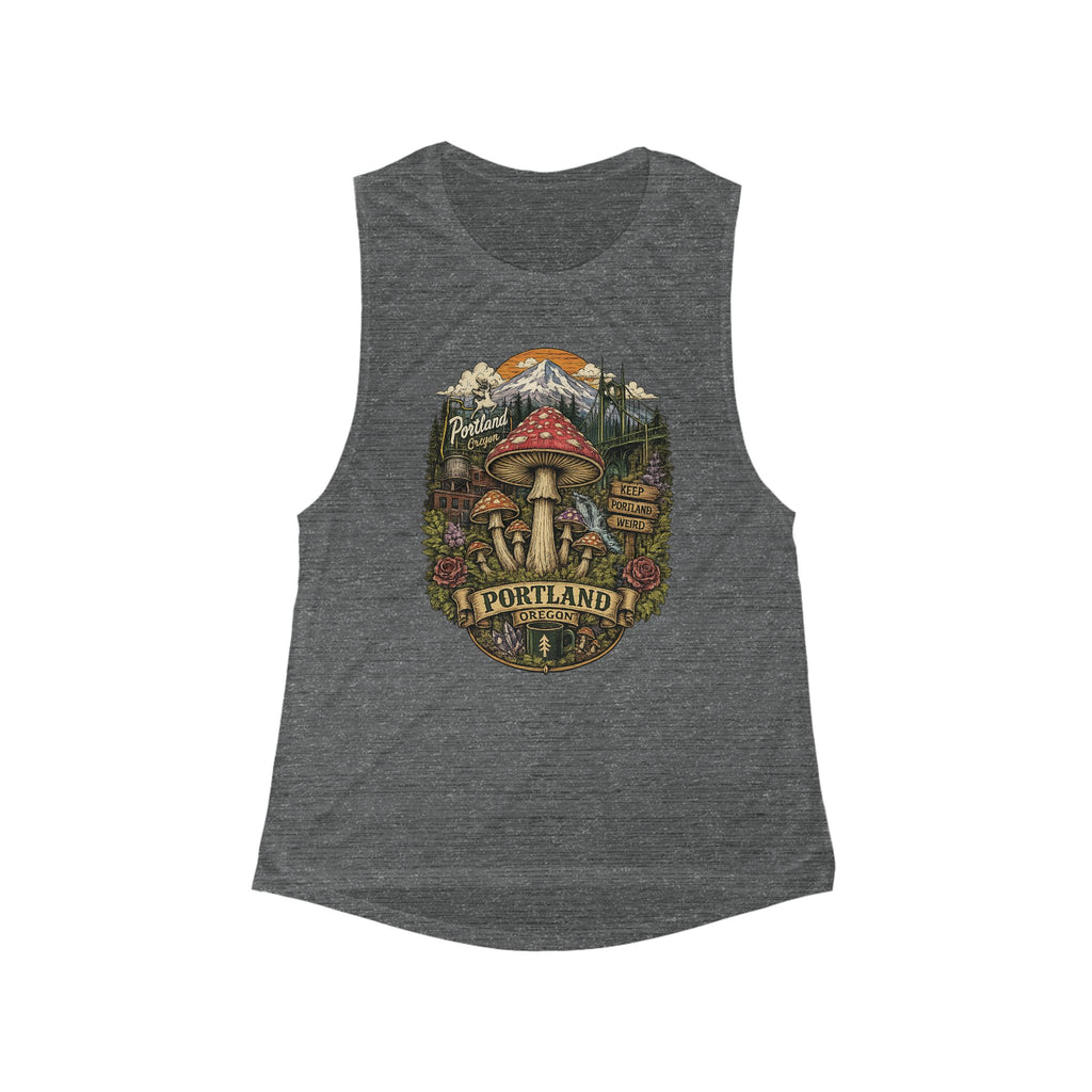 Portland Mushroom Graphic Tank Top — Women's Scoop Muscle Tank