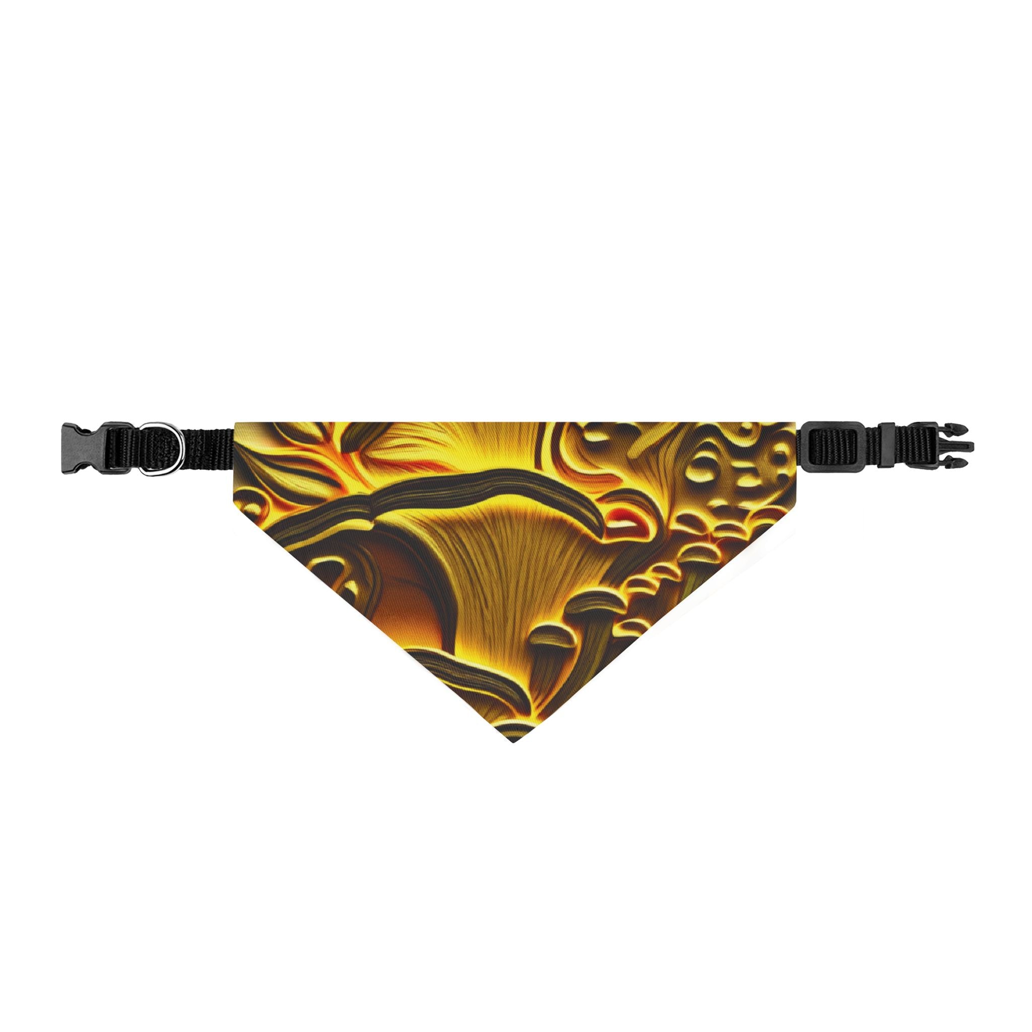 Pet Bandana: Clip-On Pet Bandana — Golden Mushroom Abstract Pattern