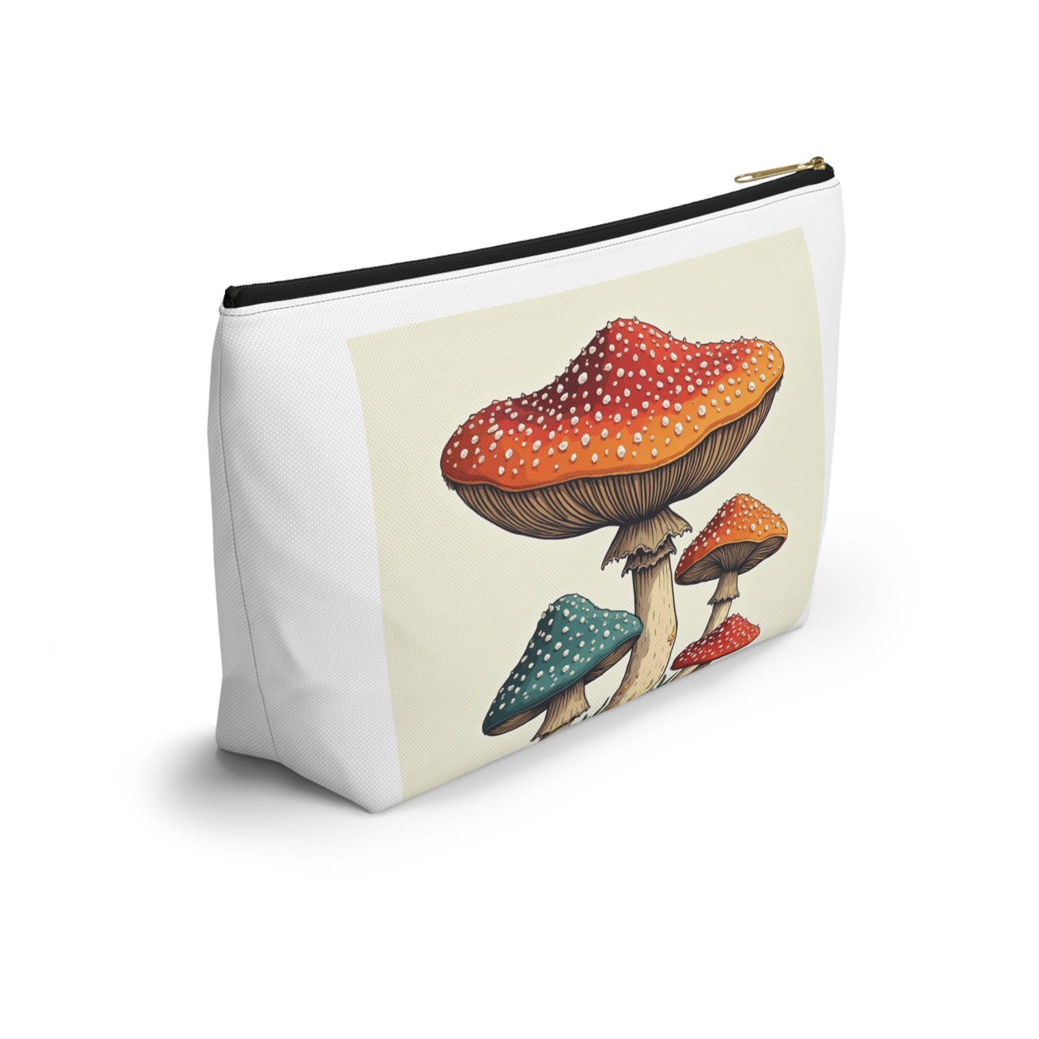 Mushroom Illustration Accessory Pouch — Cute Toadstool Cosmetic Bag