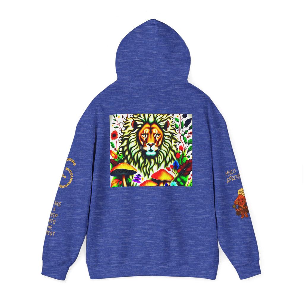 Myco University Lion & Mushroom Hoodie — Psychedelic Lion Graphic Pullover