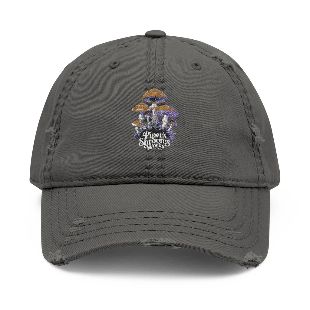 Gorra de papá bordada con calavera de hongos desgastada — Gorra de camionero vintage para amantes de los hongos