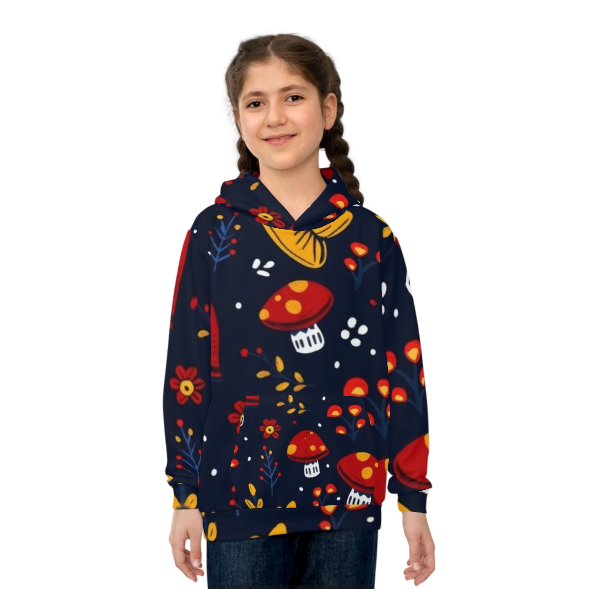 Midnight Enchanted Forest Custom Design Mushroom Print Hoodie