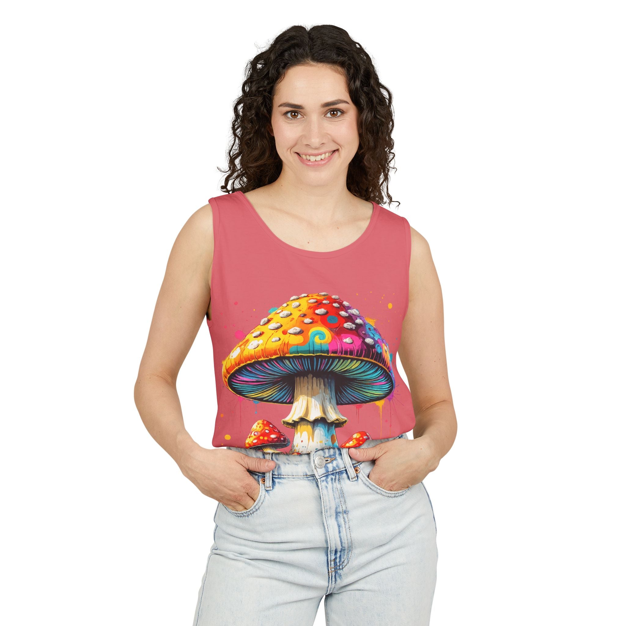 City: Portland Mushroom Graphic Tank Top — Colorful Psychedelic Fungi Design