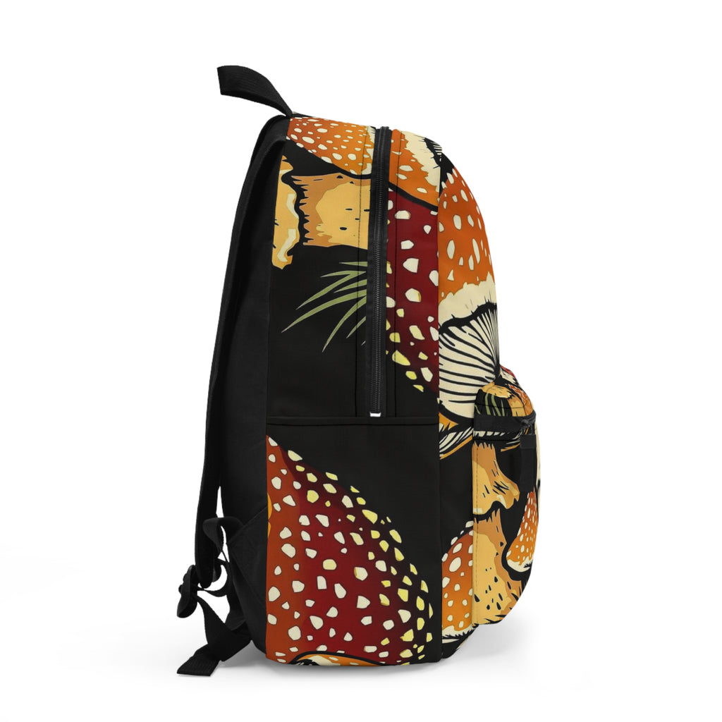 Mushroom Forest Backpack — Retro Red & Orange Toadstool Daypack