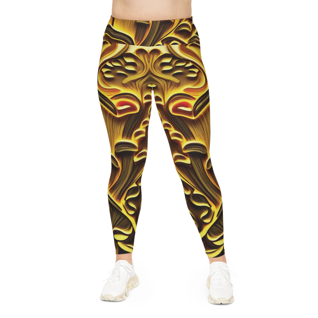 Plus Size Leggings — Golden Baroque All-Over Print