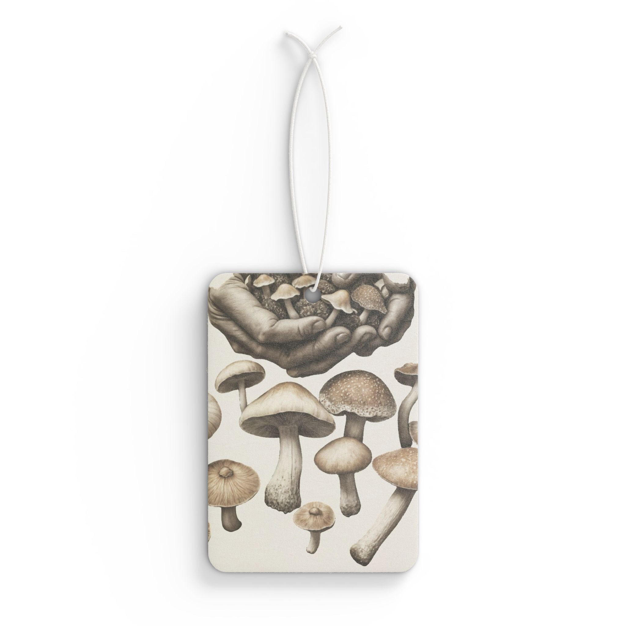 Mushroom Illustration Car Air Freshener — Vintage Botanical Scent Tag