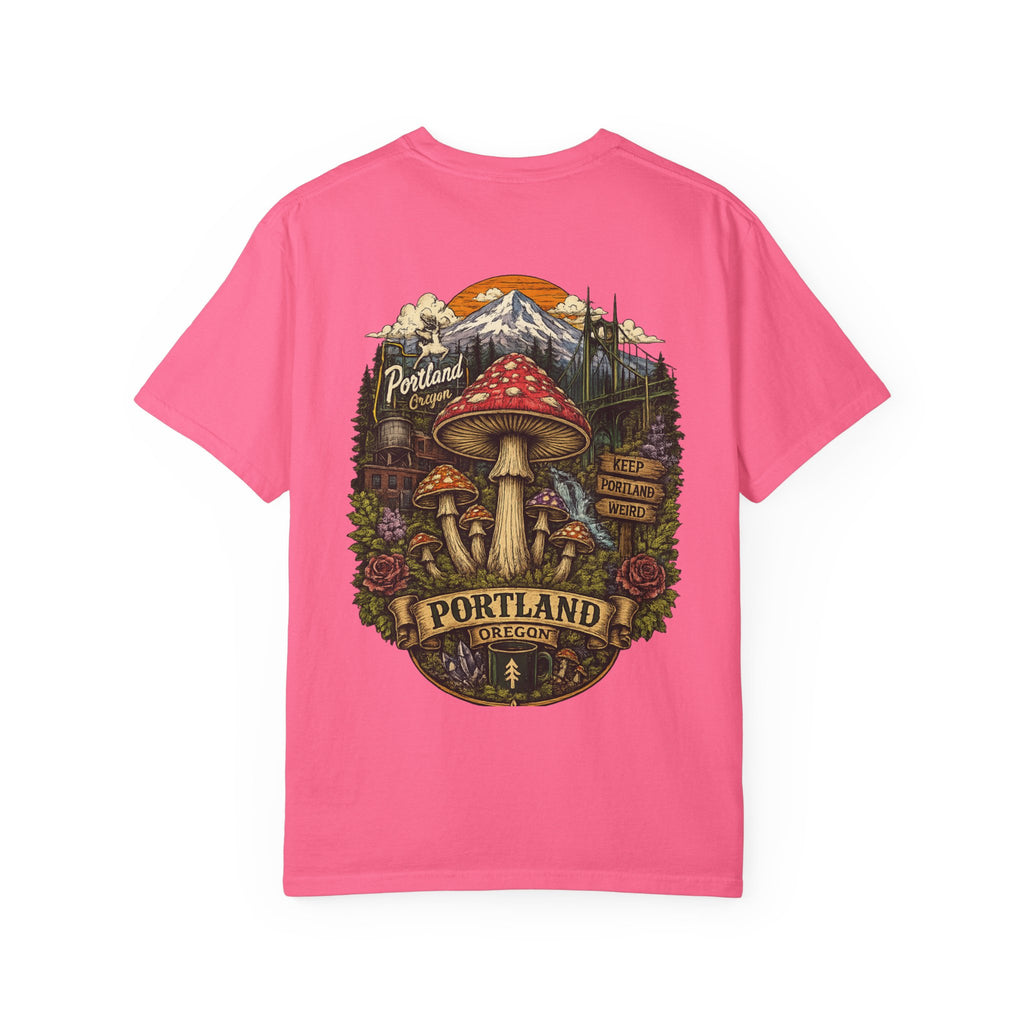 City: Portland Mushroom Graphic T-Shirt — Vintage Forest Amanita Design