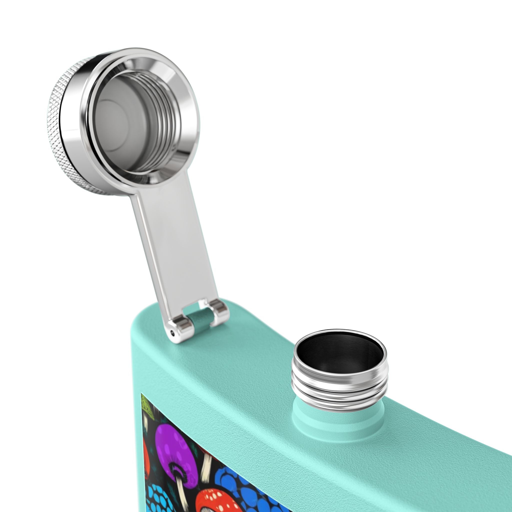 6oz Stainless Steel Flask — Colorful Psychedelic Mushroom Pattern