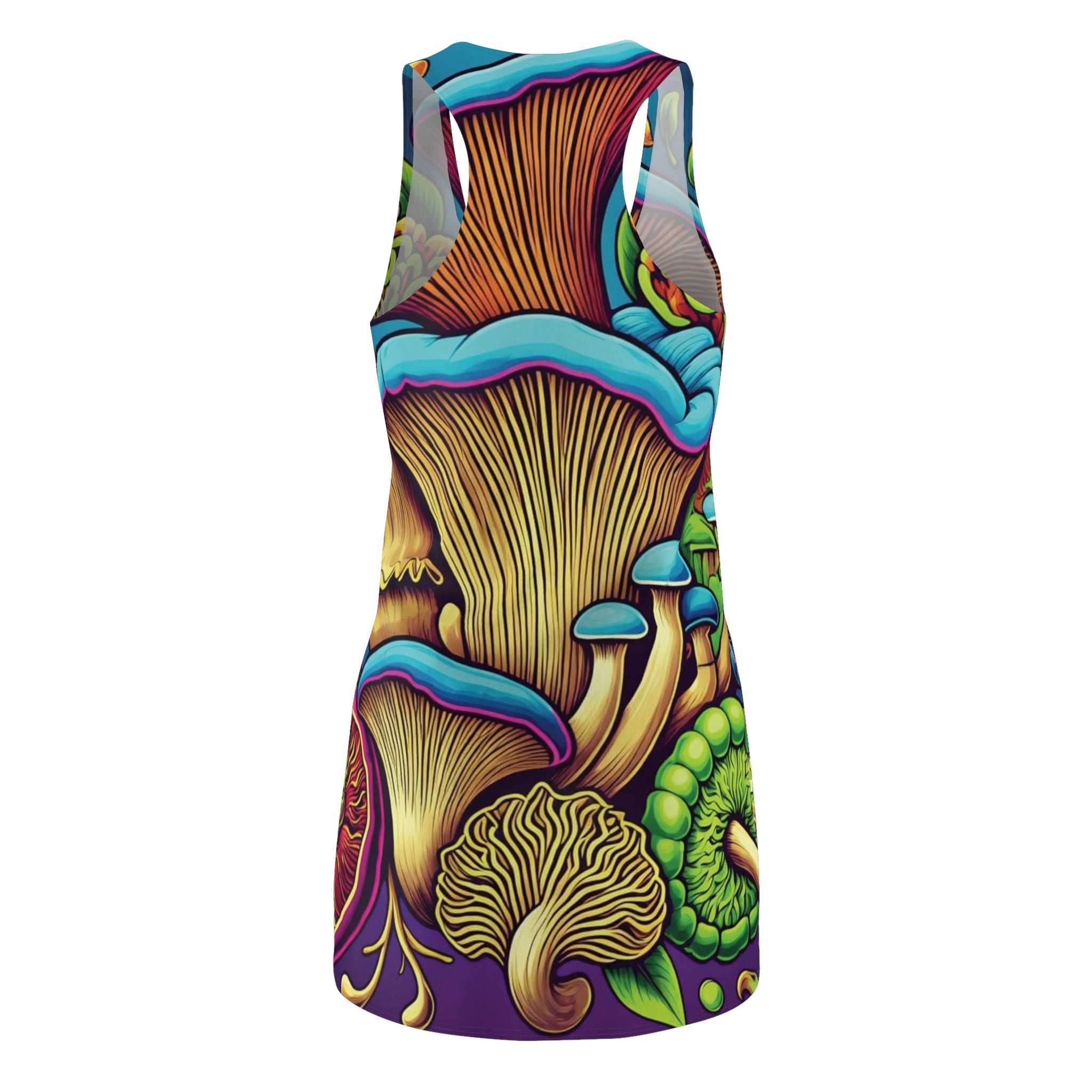 Psychedelic Mushroom Racerback Dress — Vibrant All-Over Print
