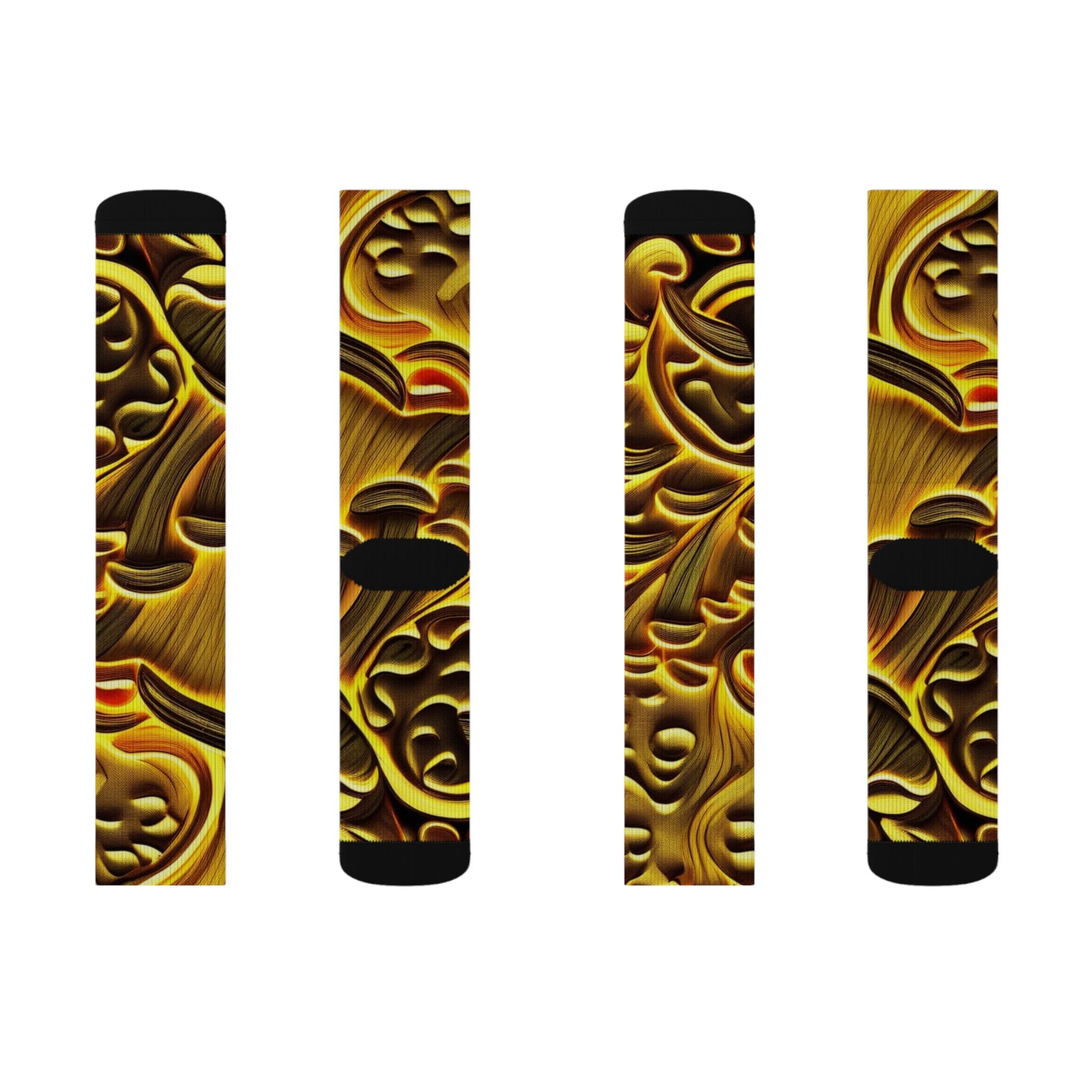 Socks: Gold Baroque Sublimation Socks — Ornate Vintage Pattern Crew Socks