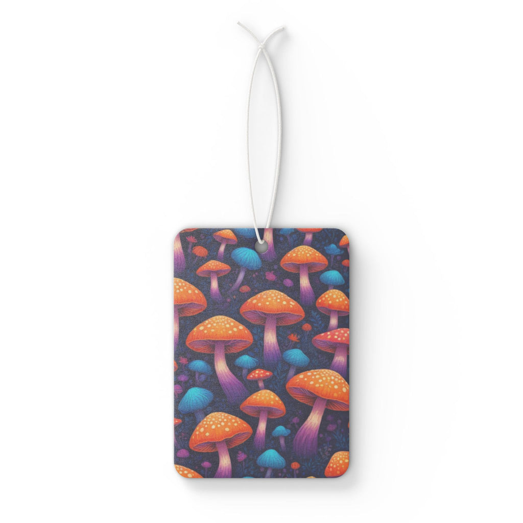Mushroom Pattern Car Air Freshener — Colorful Neon Forest Scented Tag