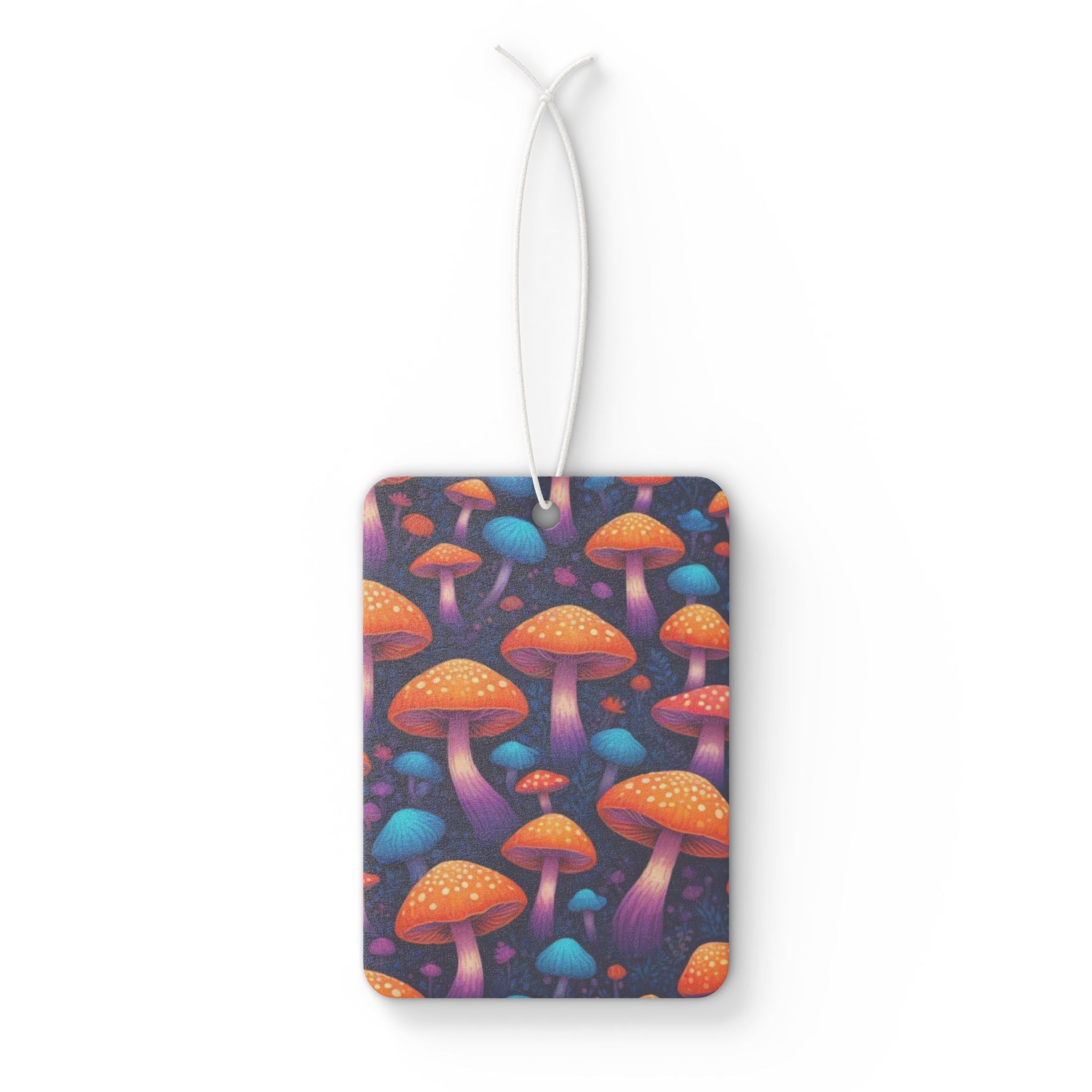 Mushroom Pattern Car Air Freshener — Colorful Neon Forest Scented Tag