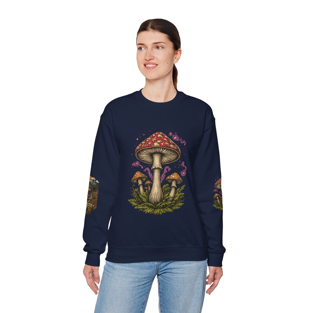 City: Portland Mushroom Crewneck Sweatshirt Vintage Psychedelic Fungi Graphic