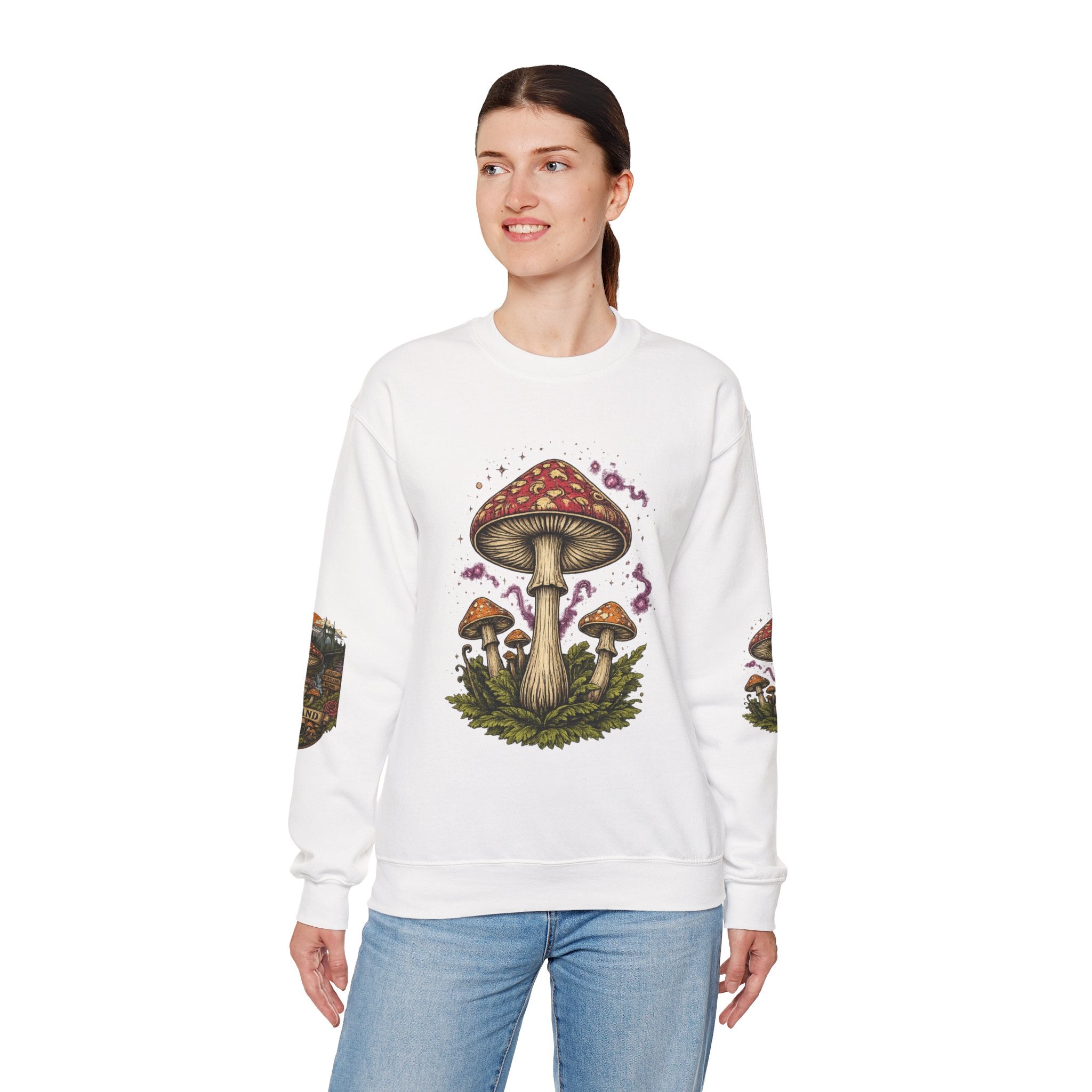 City: Portland Mushroom Crewneck Sweatshirt Vintage Psychedelic Fungi Graphic