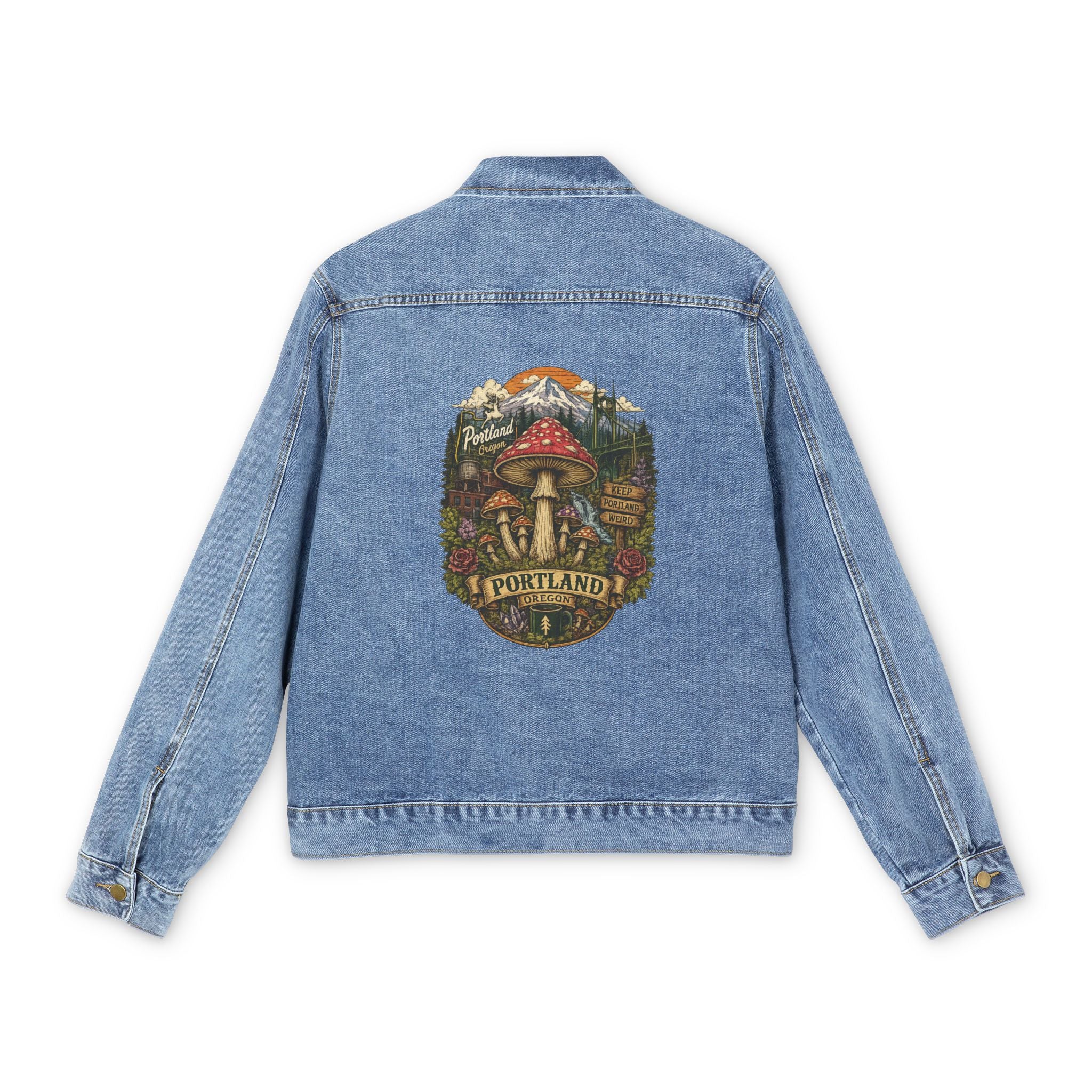 City: Portland Denim Jacket — Portland Mushroom Forest Back Patch