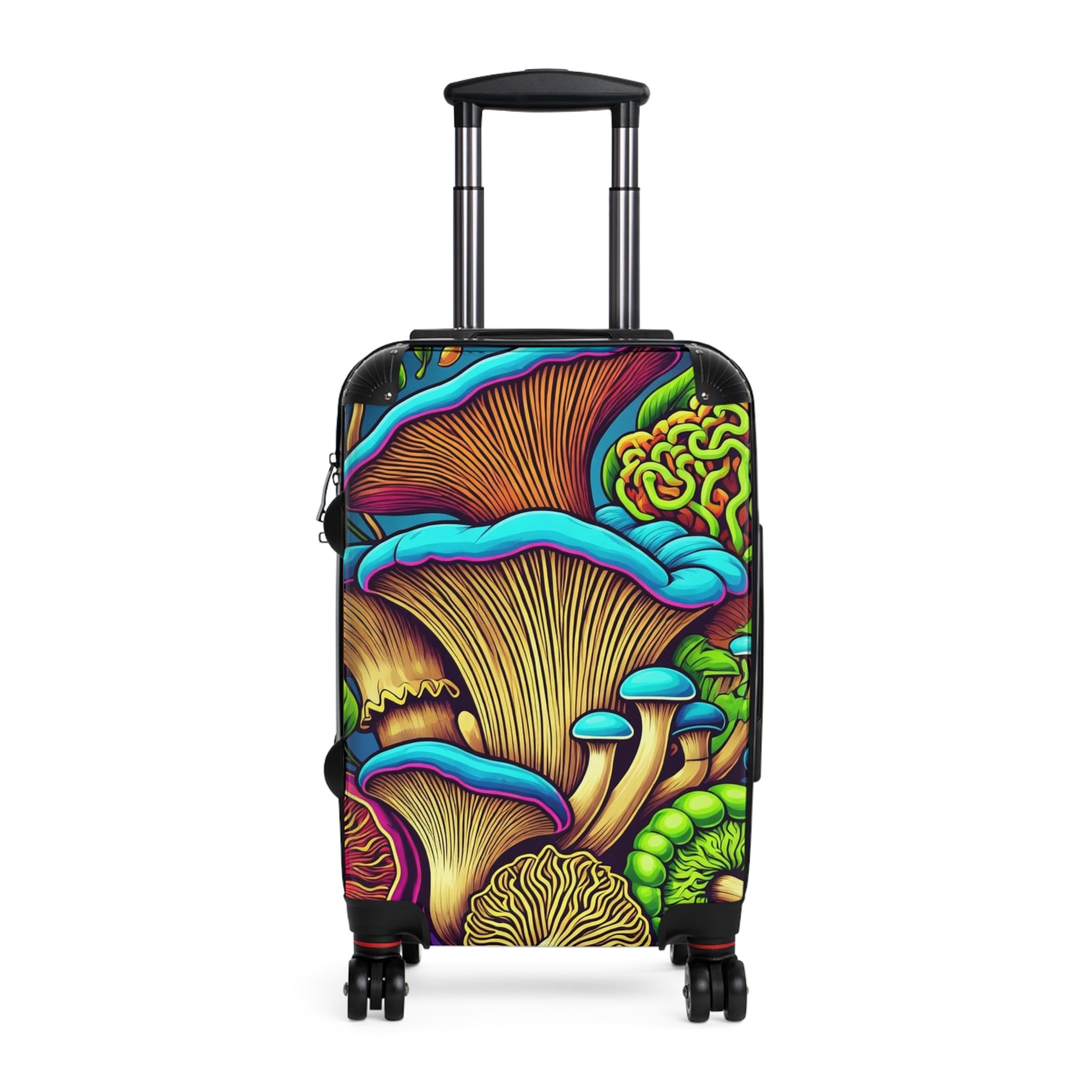 Suitcase: Psychedelic Mushroom Print Suitcase – Vibrant Travel Carry-On for Nature Lovers