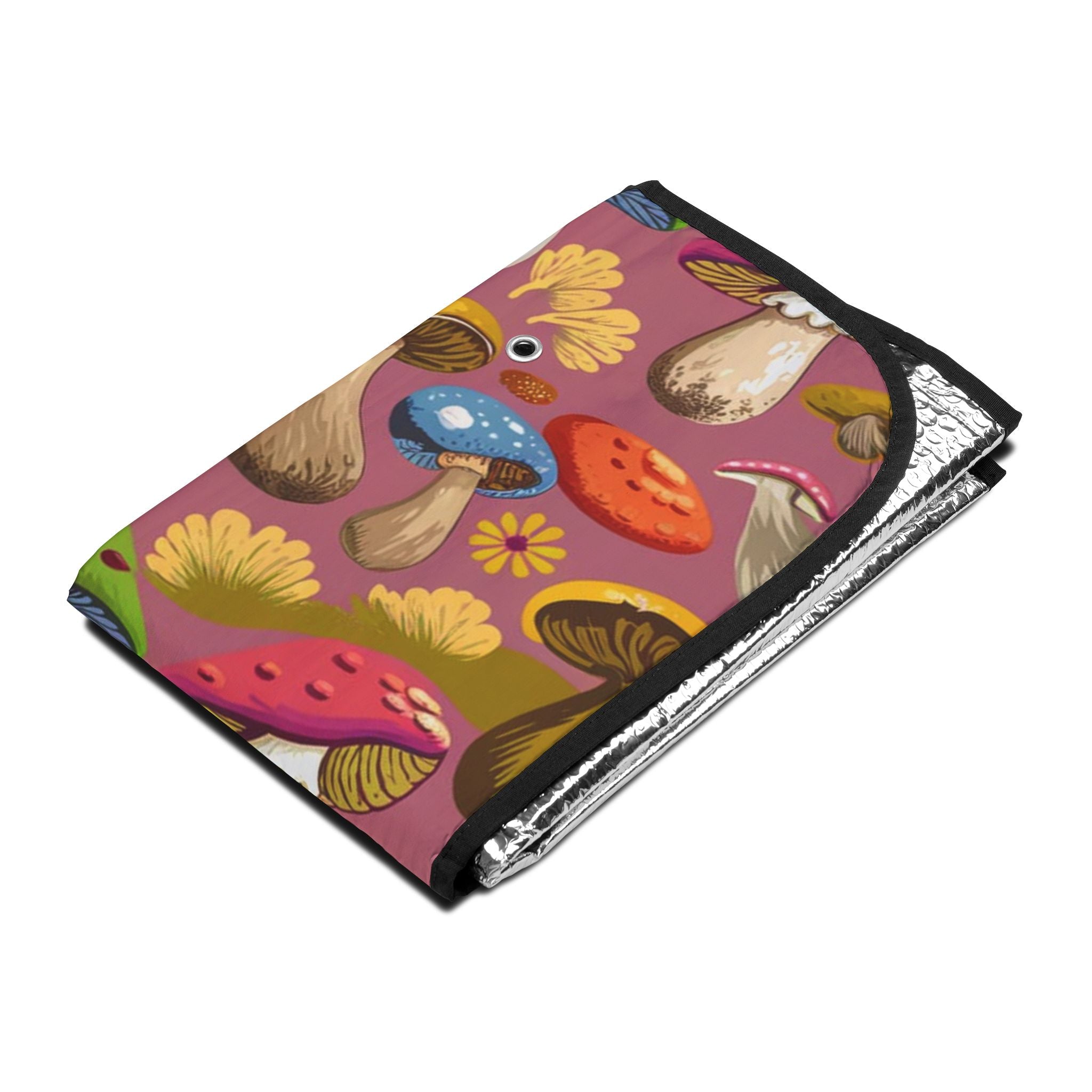 Mushroom Pattern Car Sun Shade — Colorful Psychedelic Mushroom Windshield Cover