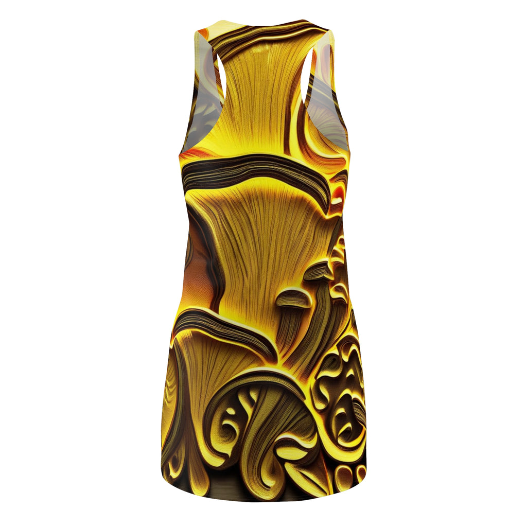 Golden Mushroom Racerback Dress — Psychedelic Fungi Print