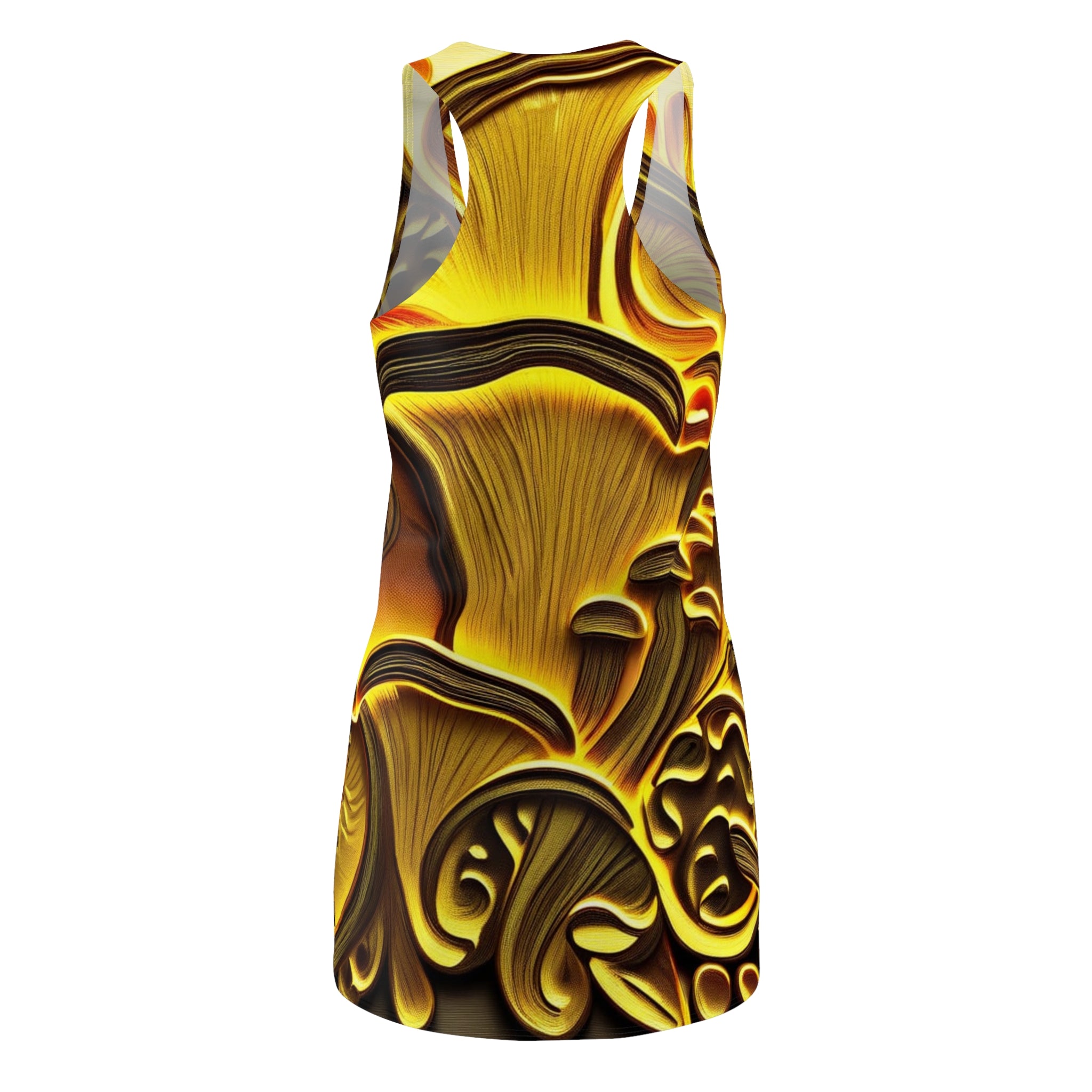 Golden Mushroom Racerback Dress — Psychedelic Fungi Print