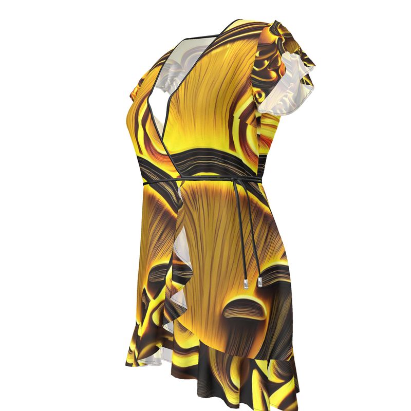 Golden Mushroom Grove Wrap Dress