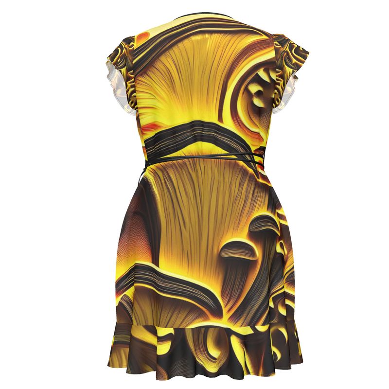 Golden Mushroom Grove Wrap Dress