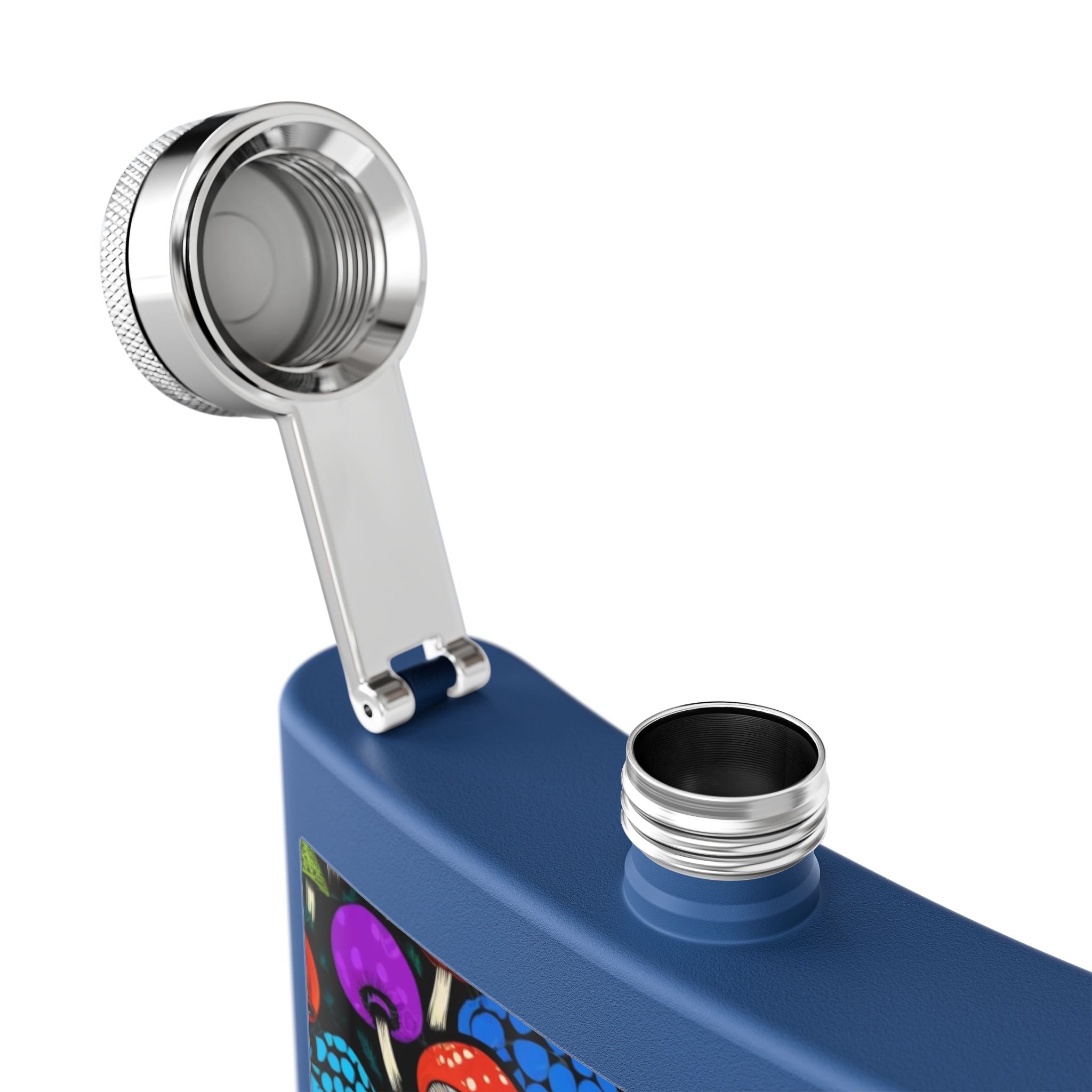 6oz Stainless Steel Flask — Colorful Psychedelic Mushroom Pattern